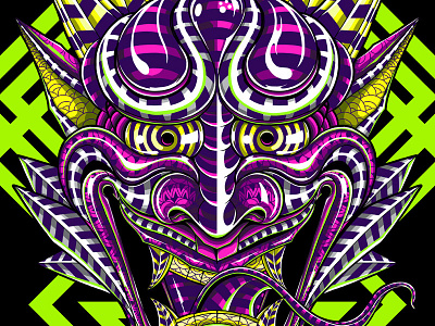 Psychedelic Hannya Illustration