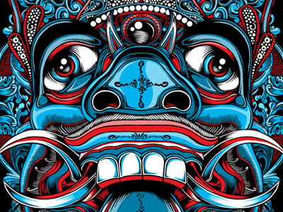 Balinese Demon T-Shirt: Ghost Blue Colorway