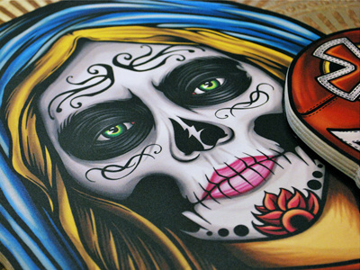 'Our Lady of Luchadores' day of the dead dead flourish girl santa muerte skull zombie