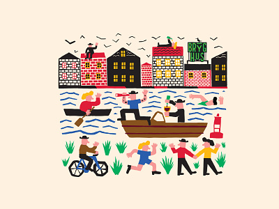 Nyhavn, Copenhagen art beer label branding color design drawing graphic illustration painting