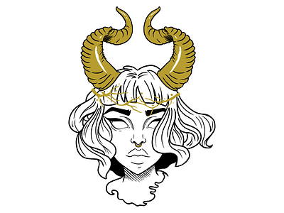 Horns art demonic demonic eyes doodle for fun girl horns illustration latvia lines procreate