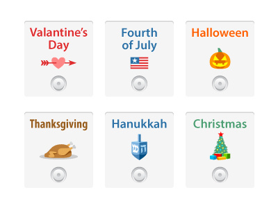 Holidays arrow buttons christmas design dreidel flag fourth of july halloween hanukkah heart icon icons illustration pumpkin thanksgiving tree turkey ui valentines day