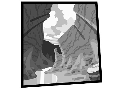 Canyon in Perspective 2 canyon illustration landscape mountains river rock shapes vector west