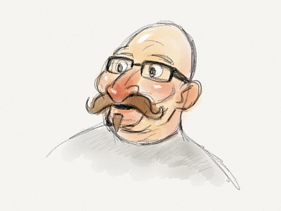 Best Friend bald character design glasses hawk funn illustration ipad man mustache