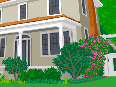 Landscaping home portrait illustration