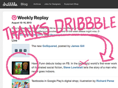 Thank You, Dribbble! appreciation dribbble blog featured grateful gratitude hawk funn thanks