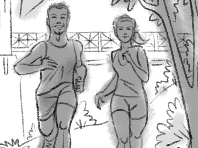 Runners illustration ipad people rough runners sketch value pattern