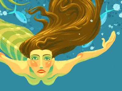 Mermaid digital painting fish hair illustration ipad mermaid underwater
