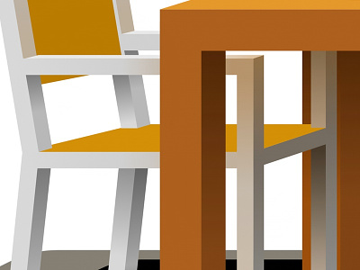 Chair at Table chair chrome illustration modern table vector wood
