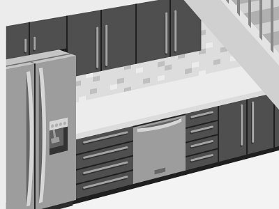 Modern Kitchen WIP architecture cabinets dishwasher house illustration kitchen refrigerator vector