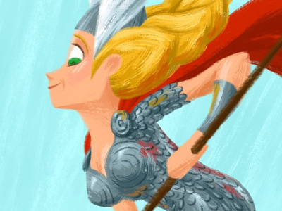 The Cutest Valkyrie armor blonde character design digital painting girl illustration ipad norse