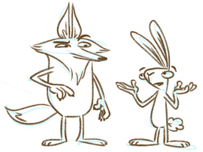 Fox & Rabbit Characters cartoon cartooning character design illustration ipad pencil sketch