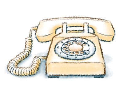 Vintage Phone cord dial drawing illustration ipad phone