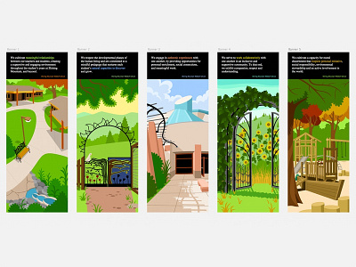 5 Banners - Color Roughs architecture banner building gate illustration playground school sketch app trees vector