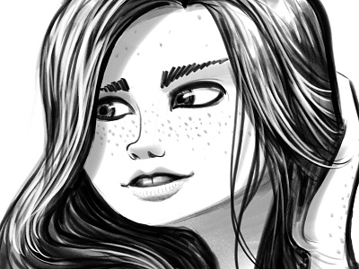 Freckled Girl eyes freckles girl hair illustration photoshop sketch