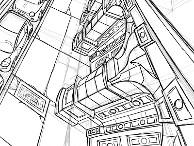 Cityscape WIP 04 architecture building cars city drawing illustration pencil photoshop