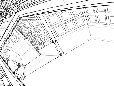 Cityscape WIP 06 architecture building illustration interior paneling perspective rough wip