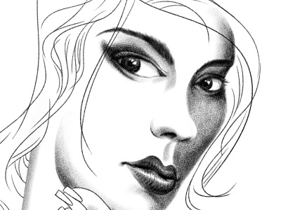 Lines and Shading digital drawing eyes face lips pencil woman