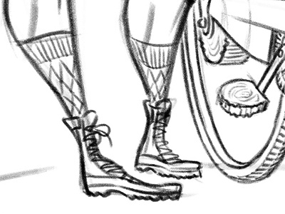 These Boots Are Made For Cycling bicycle boots drawing feet man rough sketch