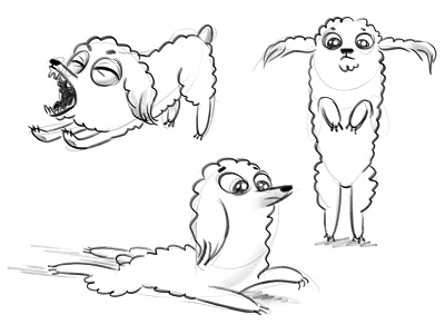 Poodle Doodles 2 cartoon cartooning character design digital dog pencil poodle sketch