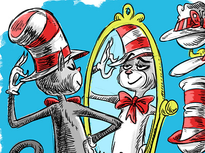 Cat in the Hat cat dr. suess drawing hat illustration mirror sketch sketch dailies