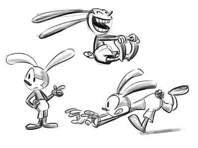 Oswald cartoon digital disney lucky oswald pencil rabbit sketch