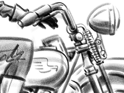 Motorcycle Detail chrome digital drawing motorcycle pencil photoshop sketch vintage