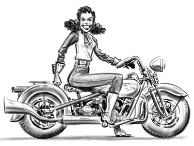 Motorcycle Girl chrome digital drawing girl motorcycle pencil photoshop sketch vintage woman