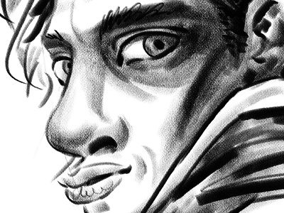 Over the Shoulder, High Collar digital drawing eyes lips man pencil photoshop sketch