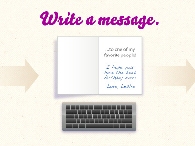 Write a message. design greeting card illustration keyboard ui web design