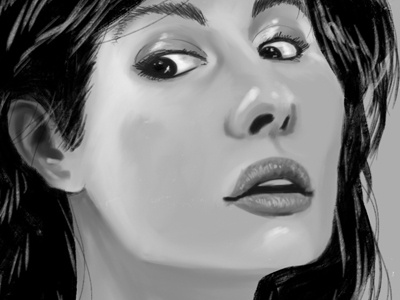 iPad Portrait black and white expression face grayscale ipad portrait procreate woman