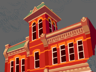 Old Town Firehouse v3 building colorado fort collins historic illustration ipad wildfire wip