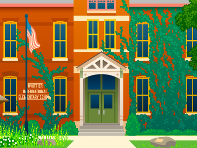 No School Like The Old School 6 building design door flag illustration illustrator ivy poster school