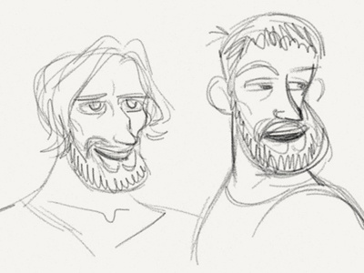Bearded beard character design fake pencil guy illustration ipad man paper app rough sketch
