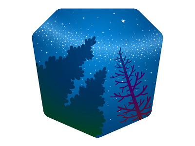 Milky Way illustration night sky stars trees vector