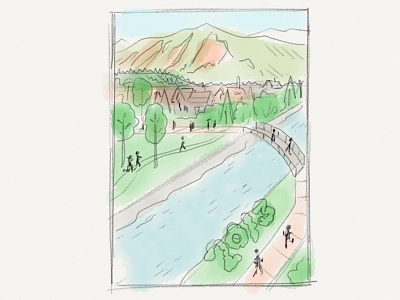 Boulder Poster Sketch boulder bridge colorado creek illustration ipad landscape mountains poster rough sketch