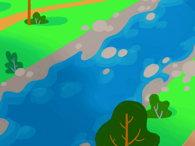 Boulder Creek boulder colorado creek illustration ipad landscape poster rocks trees water
