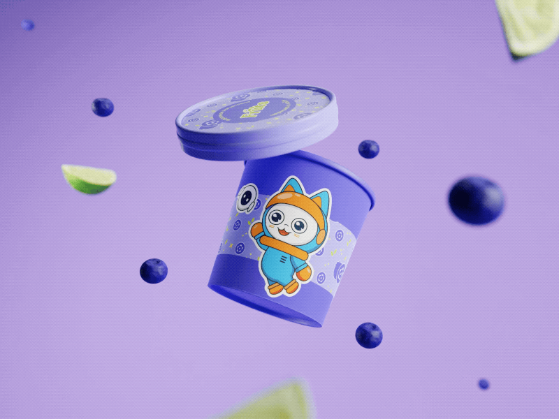 Space Fruits Ice Cream animation blender3d branding graphic design ice cream packaging