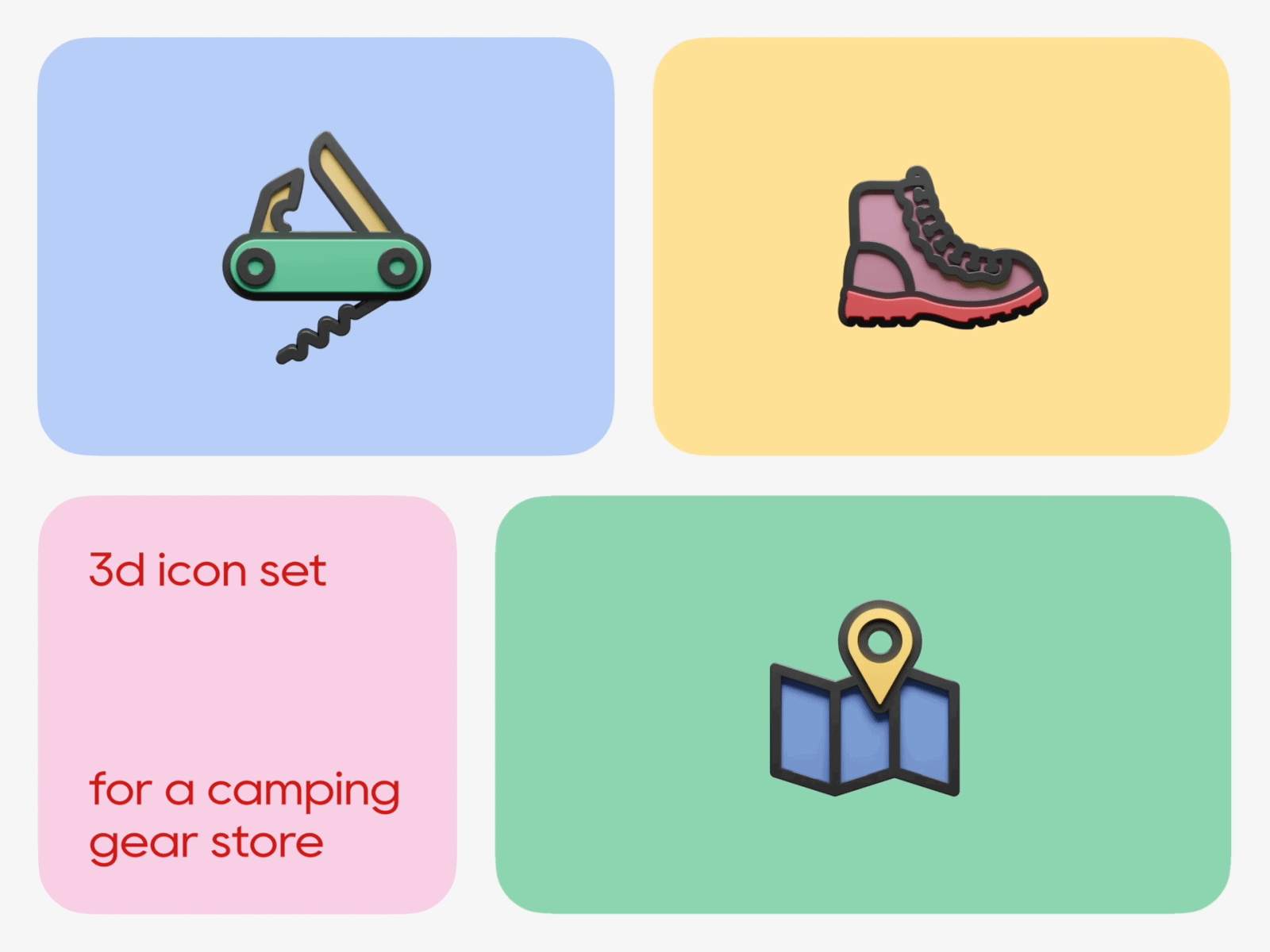 Camping Gear Store Icon set v.2 animation app blender3d graphic design icons illustration