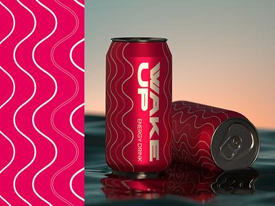 Energy drink «WAKE UP» 3d blender3d brand design branding drink graphic design