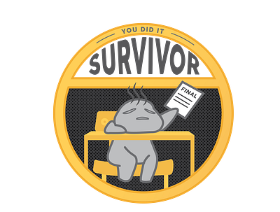 Survivor Badge: Lived Through Finals award badge college cute finals icon illustration school