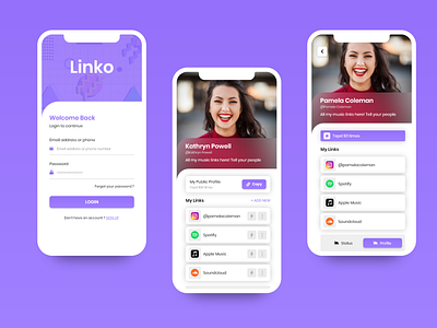 Linko Mobile App design