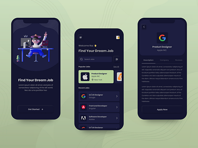 Job Finder App Design android app design app design design graphicdesign ui ux