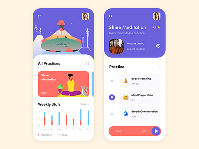 Meditation App app illustraion mobile mobile app design mobile design user experience user interface