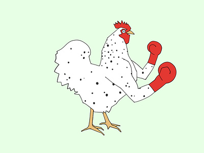Chicken boxing bird boxing chicken color crazy design dots egg fight illustration