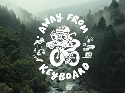 Away From Keyboard - biking team retreat bike illustration mtb swag vector