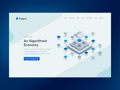 Pragma - main page header branding illustration ui