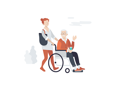 Caregiver branding caregiver characters disability illustration vector vectors