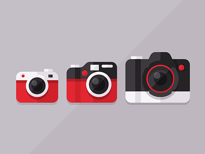 Take a photo black camera flat graphic design icons red white