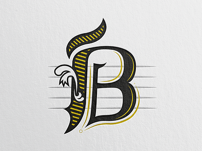 B the letter b black letter mark monogram sketch swoosh type typography